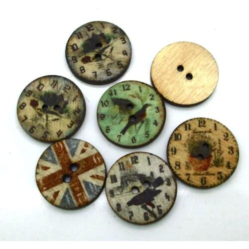 50pcs Mixed Round Wooden Sewing Buttons For Clothing Needlework Scrapbooking Wood Botones Decorative Crafts Diy Accessories