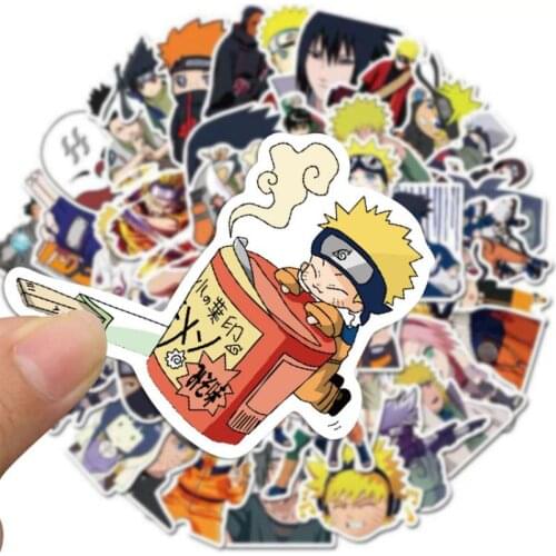 50Pcs Naruto Stickers Cartoon Pack Laptop Skateboard Bike Car Luggage Anime Waterproof Sticker Kids Birthday Party Gift Toys