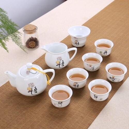 9 Pcs Chinese Tea Set Gaiwan Blue and white porcelain Kung Fu Tea Set Tureen Ceramic Tea Bowl Teacup and Saucer Master Cups