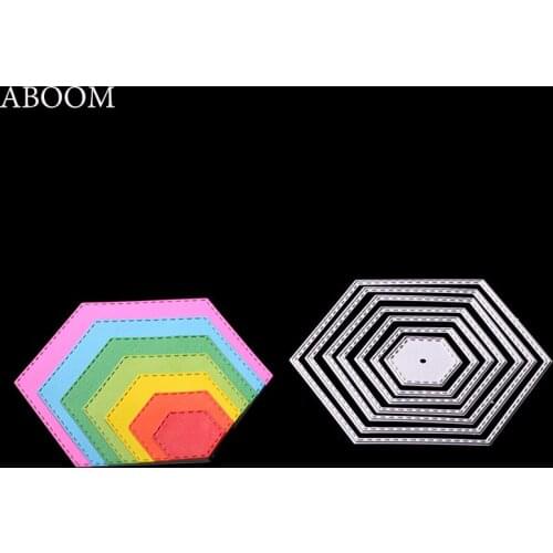 ABOOM 7PCS/set Hexagon Spiral Die Cut Metal Cutting Dies Stencils DIY Scrapbooking Die Cuts Paper Cards Decorative Craft Dies