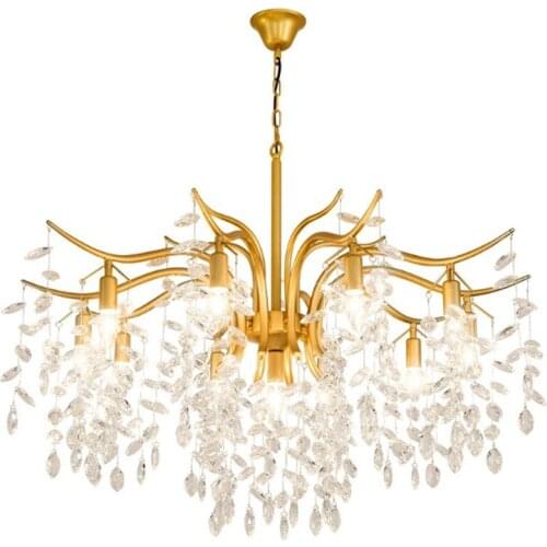 Noble Gold Black Color Super Chandelier with Crystal Pendants for Living room Dining room Table Home Lighting