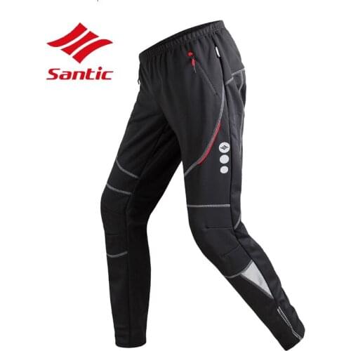 Santic Winter Autumn Cycling Quick Dry Pants Men Long Pro Padded Bike Trousers Bicycle Downhill Pants Riding Clothing