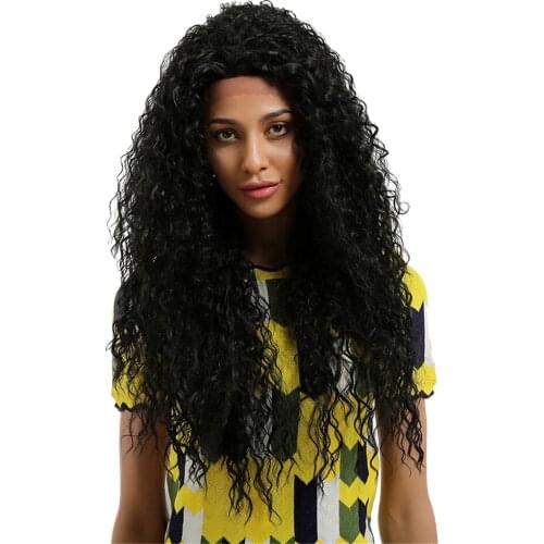 Black Synthetic Lace Front Wig Long Kinky Curly Wigs Spiral Curls Hair 26in