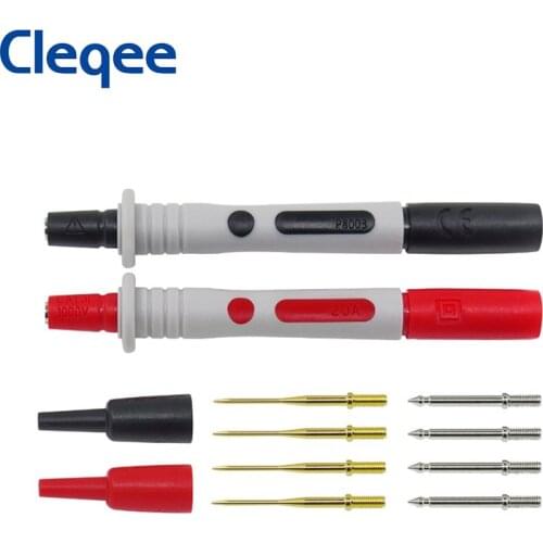 Cleqee P8003 2PCS Multimeter Probe + 8pcs Replaceable 1mm 2mm Needles Protective Caps Multi-purpose Test Pen kit Good Feel