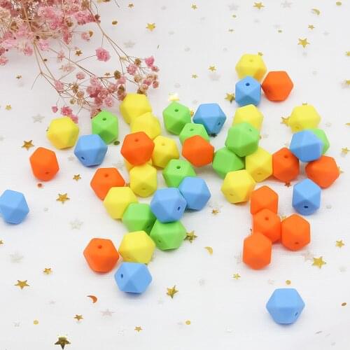 Cute-Idea 100pcs 17mm silicone hexagon beads teether chewable nursing Accessories teething baby product toy making handmade DIY