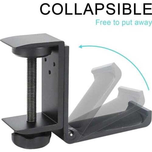 Headphone Holder Headset Bracket Hanger Metal Wall Clamp Hook Rotatable Double Earphone Stand Desktop Mount Aluminium Alloy