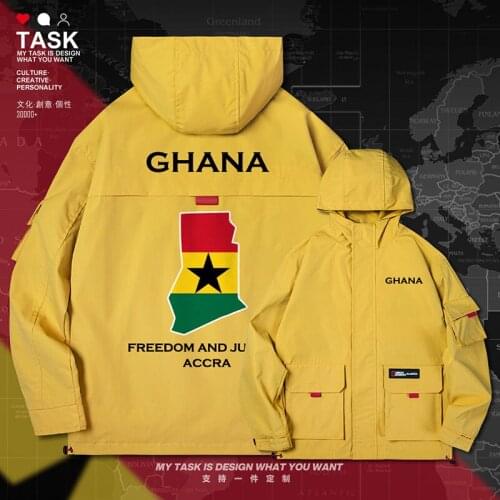 Republic of Ghana Ghanaian GHA men jacket hooded map nation flag casual jackets fashion mens chaquetas hombre clothes autumn