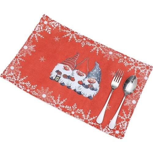 Hot Sale Christmas Non Slip Heat-Resistant Holiday Table Mats with Gnome Pattern Placemats for Kitchen Dinner