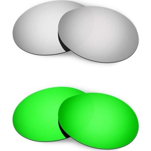 HKUCO For Romeo 1.0 Sunglasses Replacement Polarized Lenses 2 Pairs - Silver & Green