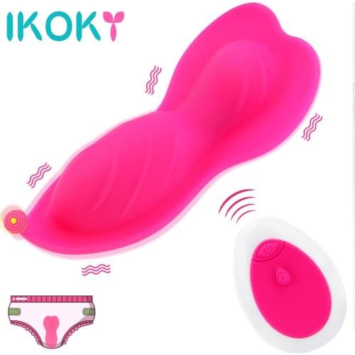 IKOKY Invisible Vibrating Egg Wearable Butterfly Dildo Vibrator G Spot Clitoral Stimulator 10 Frequency Portable Remote Control