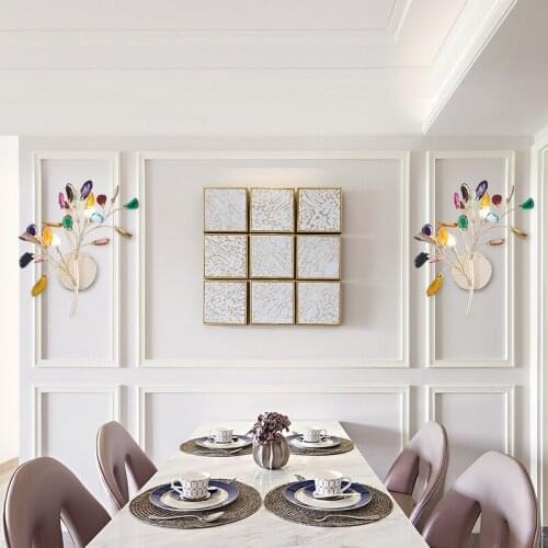 Creative Agate LED Wall Lamp Art Living Room Background Wall Decor Lights Bedroom Bedside Lamp Corridor Aisle Luxury Wall Lamp