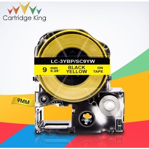 SC9YW LC-3YBP Black on Yellow 9mm Labeling Tape for Epson King Jim C410 LW-400 LW-400L TepraPro SR45 PRO SR52 SR55 Label Maker