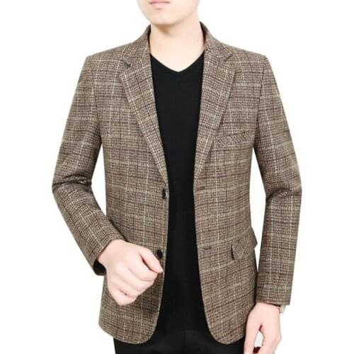 Mens Blazers Spring Autumn Mens Jacket Plaid Suit Coat Men New trend Stylish Business Casual Suit Outerwear Jacket Male