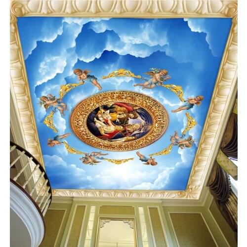 3d ceiling murals wallpaper custom photo non-woven room 3d wall murals wallpaper for walls 3 d European angel sky painting
