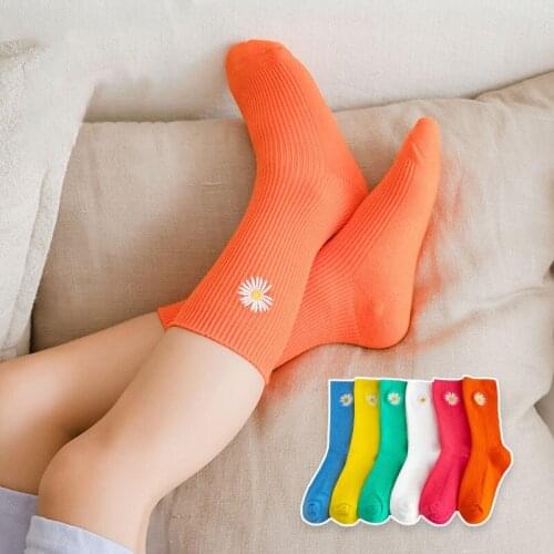 Spring Autumn Girls Socks Knee High Socks Daisy Toddler Kids Cotton Tube Socks Korean Student Socks Candy Color for Children