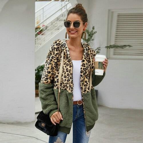 Autumn Winter Sweatshirts Women Hooded Leopard Hoodies Casual Zipper Long Sleeve Hoodie Fashion Top Warm Coat Polerones Mujer