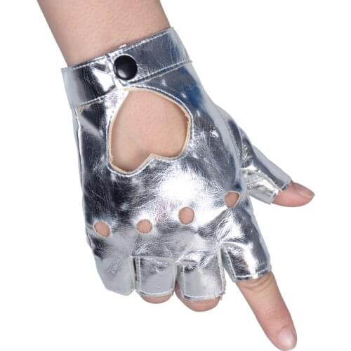 Idopy Men`s Women`s Faux Leather Glove Multi Colors Dancing Rock And Roll Jazz Cosplay Party Heart Glove