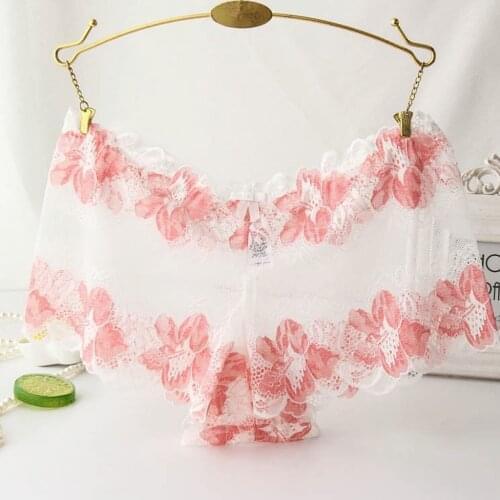 Plus Size Sexy Panties Floral Lace Porno Lingerie Female Transparent Mesh Underpants Sexy Underwear Briefs Erotic Babydoll Thong