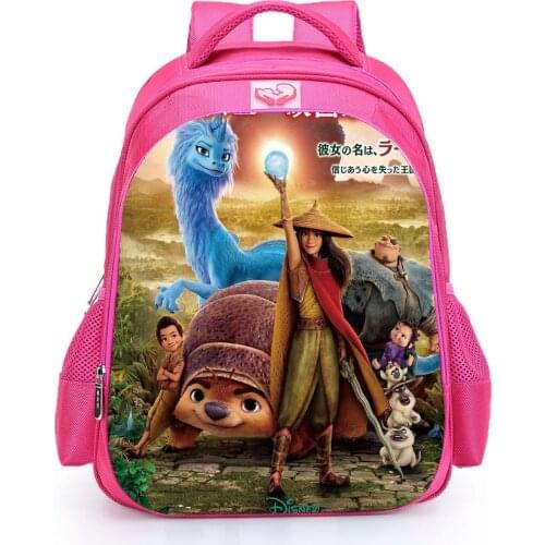 16 Inch Raya and The Last Dragon Backpack Children Primary School bags For Boys Girls Pink Color Kids Mochilas