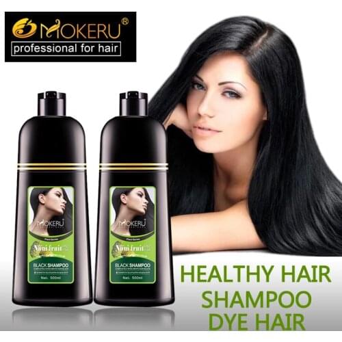 Mokeru 2pcs/Lot Fast 5 Mins Hair Color Shampoo Black Hair Dye Shampoo For Cover Grey Hair Dying Permanent Color Dye Shampoo