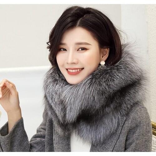 Lantafe Scarf Ring Women Scarf Winter Scarf Widening Thickening Real Fox Fur Ladies Shawl Whole Leather Collar Natural Fur