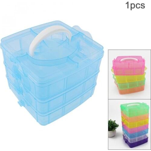Three-layer 18 Lattice PP Plastic Small Portable Detachable Storage Hold-all Box for Tools / Home
