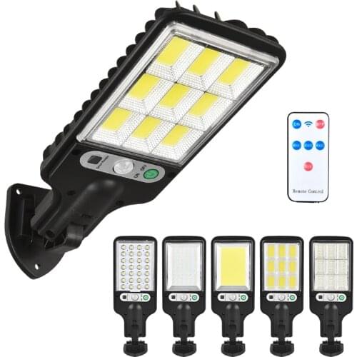 Solar Street Lights 3 Light Mode Waterproof Human Sensor Remote Control Wall Lamp Security Lighting Outdoor Garden Path Yard