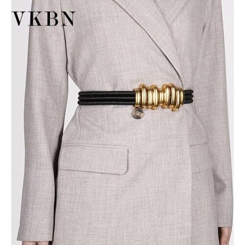 VKBN 2021 News Simple Design Sheepskin Leather Belt Women Fashion All Match Jean Pant Dress Genuine Leather Waist Belt