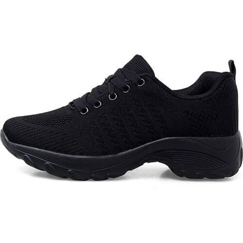 High Quality Womens Shoes Fashion Solid Color Woven Mesh Breathable Sports Outdoor Thick Sole Height Increasing Casual Shoes