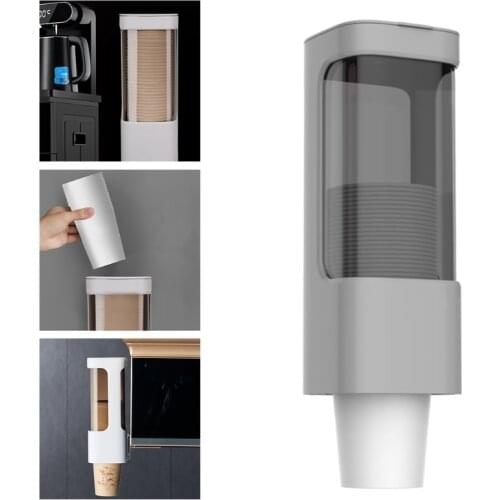 T3EC Pull Type Cup Dispenser Wall Mount Disposable Water Cooler Paper Cups Storage Rack Container for Home Office