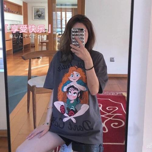Disney Women T-shirts Clothing Short Sleeve Cotton Causual Clothes Streetwear Tops Blouses Tee Shirts Young Women Clothing