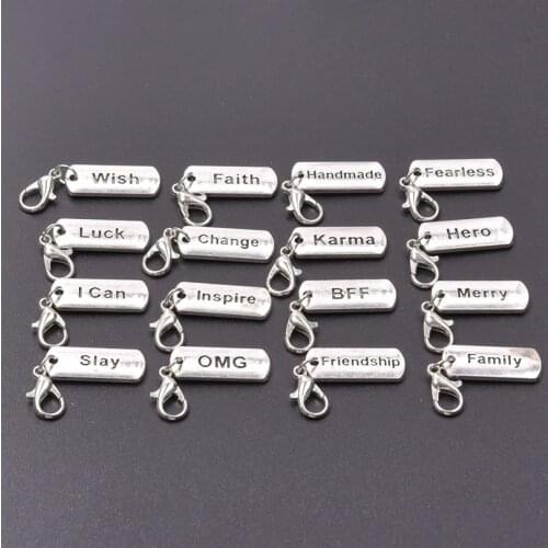 1set word tags charms alloy pendants for women men accessories handmade keychain necklace DIY Charm pendant Family Handmade Luck