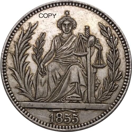 Paraguay 10 Reales 1855 Coin Metal Cupronickel Plated Silver Souvenir Collectible Copy Replica Coins