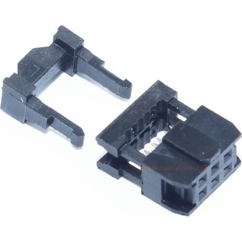 10PCS FC-6p IDC SOCKET pitch 2.54MM JTAG ISP PLUG CONNECTOR DOUBLE ROW FEMALE 2x3PIN 6PIN 6P FOR DC3 IDC BOX HEADER for cable
