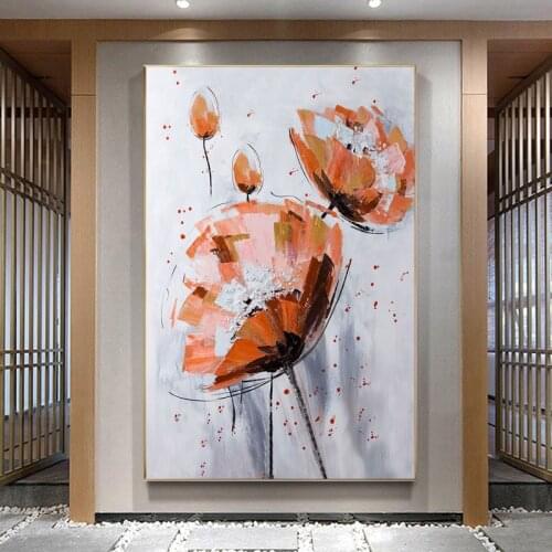 100% Hand Painted Oil Painting Red Flower Oil Painting On Canvas Wall Art Abstract Wall Painting Decoration Decor Frameless