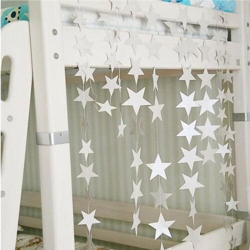 100pcs Wall Hanging Paper Star Garlands 4m Long Birthday String Chain Party Banner Children Room Door Home Decoration ZA1316
