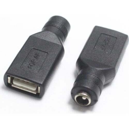 2Pcs 5V USB Female Jack to Round Hole DC 5.5x2.1mm Female Jack DC Power Interface Conversion Adapter Connector