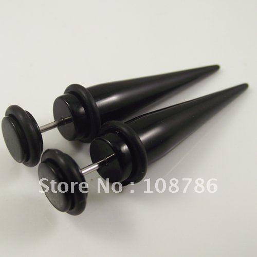 2pcs 8mm Free Shipping Wholesale Black Fake Ear Expander Ear Taper Stretchers Fake Ear Plug Acrylic Body Piercing Jewelry