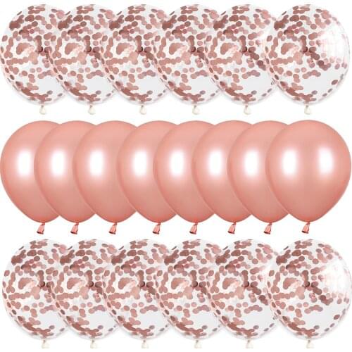 20pcs/lot Rose Gold Confetti Latex Balloons Set Baby Shower Birthday Wedding Party Decorations Kids Toys Anniversary Globals