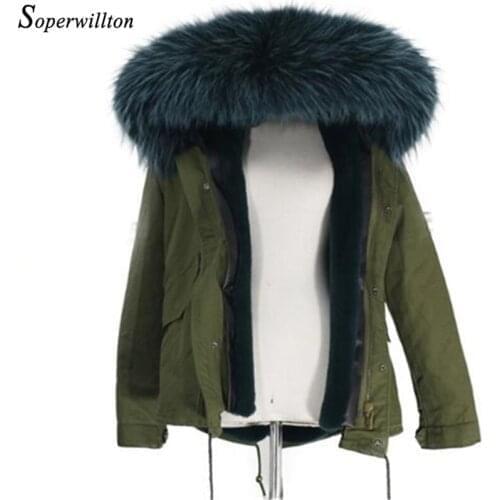 2019 Winter Parka with Real Fur Collar Women Jackets warm Large Raccoon Fur hooded Coat For Women Army Green Parkas Female #J4