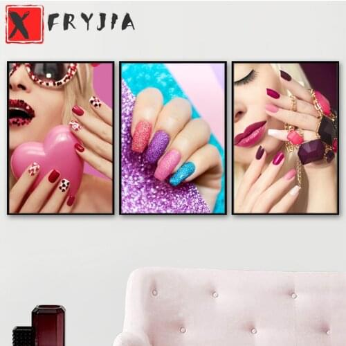 3pcs Nail Fashion Salon Woman 5d Diy diamond painting Full Square round drill,Rhinestone embroidery Cosmetics Beauty Shop Decor