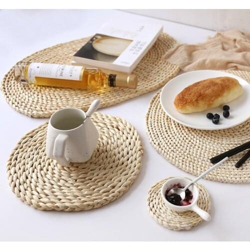 Japan Cup Pad Holder Placemat Coffee Drink Coasters Heat Proof Braided Coaster Mats Pads Corn Bran Table Decoration Accessories