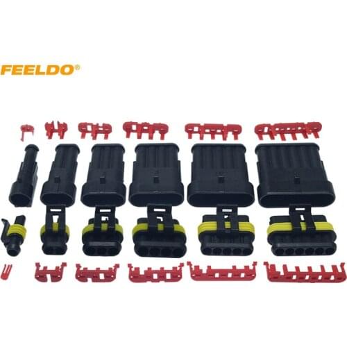 FEELDO 20Set Auto Waterproof 1/2/3/4/5/6 Pin Way Electrical Wire Connector Plug Car Motorcycle Marine HID AWG Socket