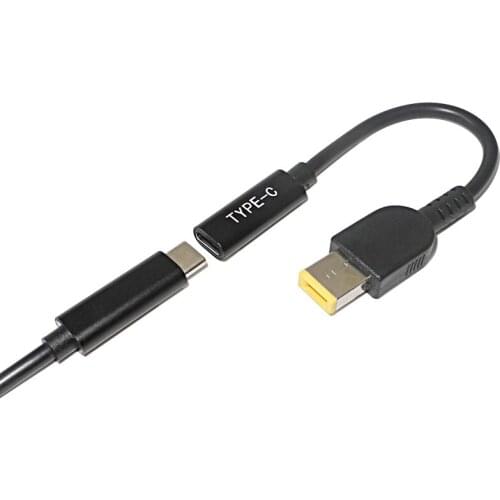 Huiyuan Laptop DC Power Adapter Plug Converter Cable Cord USB Type-C to Square Plug Charger Fit for Lenovo T460s E470 T450