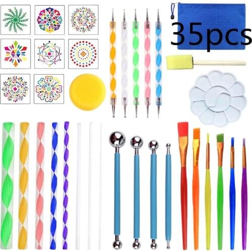 35 Pcs Mandala Paint Dotting Tools With Pointing Bars Pen Stylus Paint Template DIY stencils craft point tool