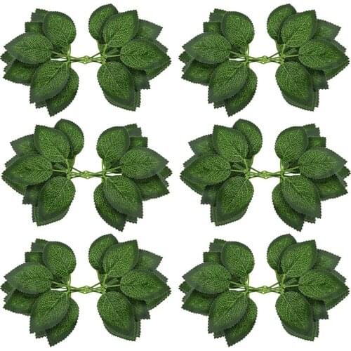 Fake Artificial Leaves for Roses Decorations - 36 Silk Green Roses Flowers Leaf with Realistic Vines Flexible Stems