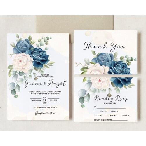 Envelope+Homepage+Thank You Card+Receipt KC29 Editable Party Favor Engagement Anniversary Decoration Wedding Invitation Cards