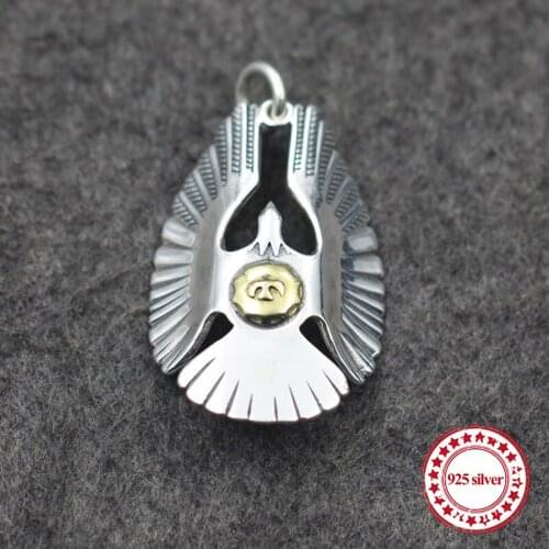 S925 sterling silver pendants personality classic Indian couple style feathers Eagle cross shape send lovers jewelry gift