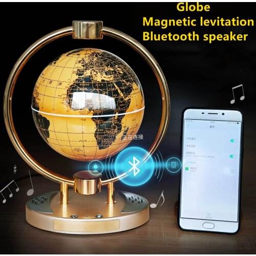 Magnetic levitation bluetooth speaker globe rotation luminous new strange office home floating globe speaker