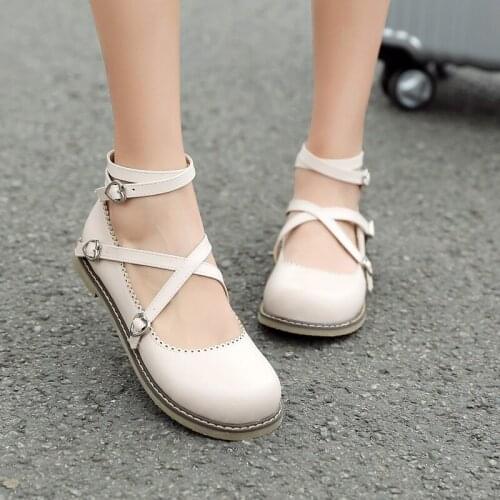 Merulu 2020 Spring Lolita Japanese and Korean Sweet Students Cute Single Shoes Large Flat round Toe Womens kawaii lolita shoes